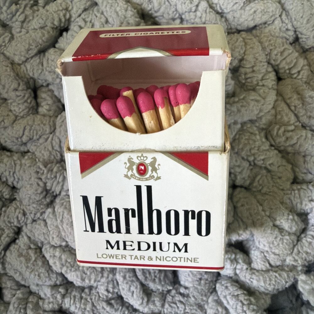 Vintage Marlboro Medium Cigarette Pack Match Holder w/ Matches Tobacciana